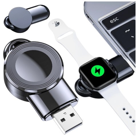 Mini ładowarka indukcyjna do ładowania Apple Watch USB Alogy High-end Chip Czarna