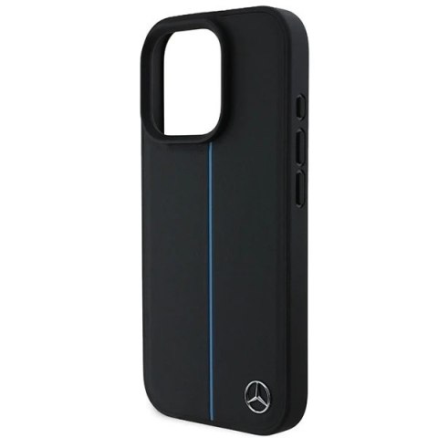 Etui Mercedes do iPhone 16 Pro Max 6.9" Hardcase MB Blue Line Leather MagSafe Czarny