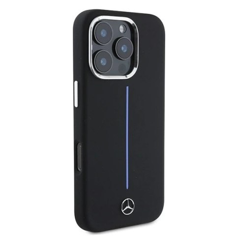 Etui Mercedes do iPhone 16 Pro Max 6.9" Hardcase Silicone Blue Stripe MagSafe Czarny