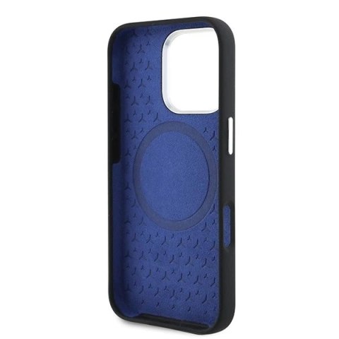 Etui Mercedes do iPhone 16 Pro Max 6.9" Hardcase Silicone Blue Stripe MagSafe Czarny