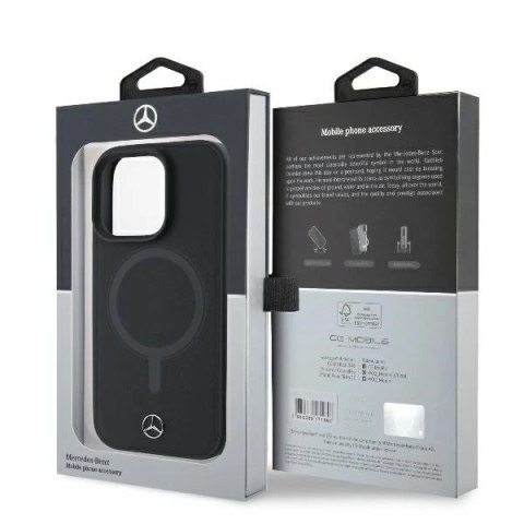 Etui Mercedes iPhone 16 Pro Max 6.9" Hardcase Smooth Leather MagSafe Czarny