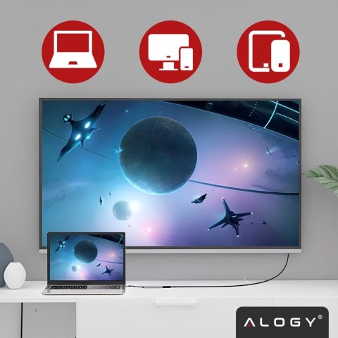 Hub 5w1 USB-C do USB-C PD100W, USB-C, USB.A 2.0, USB.A 3.0, HDMI 4K 30Hz / 1080p 60Hz - Alogy MultiHub™ Do Notebooka Laptopa