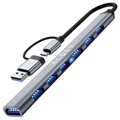 Hub 7w1 USB-C z USB 3.0 do 7x USB-A (1x3.0 + 6x2.0) - Alogy MultiHub™ Do Notebooka Laptopa