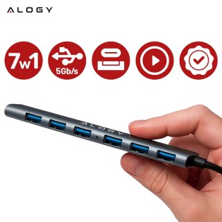 Hub 7w1 USB-C z USB 3.0 do 7x USB-A (1x3.0 + 6x2.0) - Alogy MultiHub™ Do Notebooka Laptopa