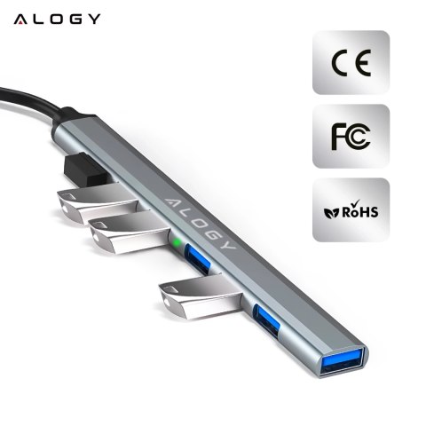 Hub 7w1 USB-C z USB 3.0 do 7x USB-A (1x3.0 + 6x2.0) - Alogy MultiHub™ Do Notebooka Laptopa