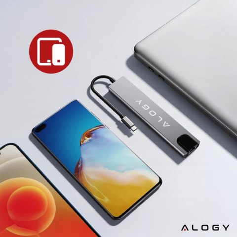 Hub 8w1 USB-C do 2xA+2xC+HDMI+SD+Micro+LAN 100mb - Alogy MultiHub™ Do Notebooka Laptopa