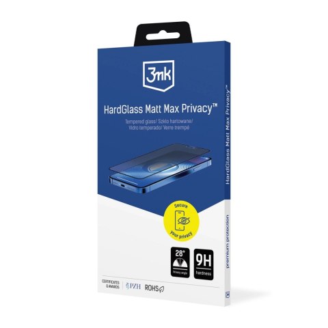 Matowe Szkło Hartowane do Apple iPhone 14 Pro - 3mk Hardglass Matt Max Privacy