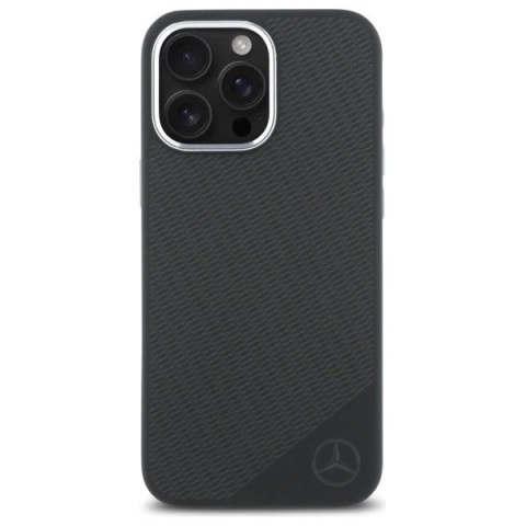Mercedes do iPhone 16 Pro Max 6.9" Hardcase Silicone Tonal Logo Wood Pattern MagSafe Czarny