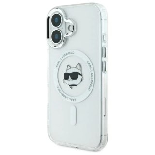 Etui Karl Lagerfeld do iPhone 16 6.1" Biały Hardcase IML Metal Choupette Head MagSafe