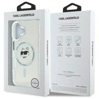 Etui Karl Lagerfeld do iPhone 16 6.1" Biały Hardcase IML Metal Choupette Head MagSafe