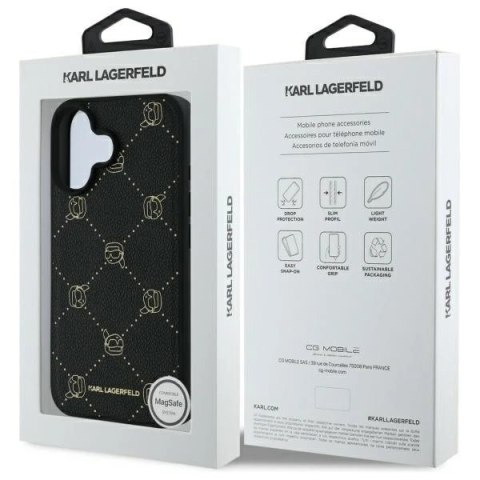 Etui Karl Lagerfeld do iPhone 16 6.1" Czarny Magsafe Karl Head
