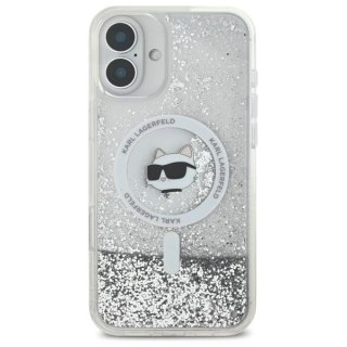 Etui Karl Lagerfeld do iPhone 16 6.1" Magsafe Hardcase Transparent Liquid Glitter Choupette Head