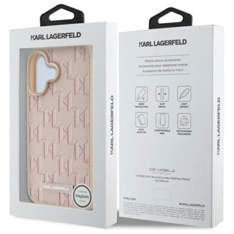 Etui Karl Lagerfeld do iPhone 16 6.1" Różowy Magsafe Hardcase Hot Stamp