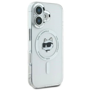 Etui Karl Lagerfeld do iPhone 16 Plus 6.7" Biały MagSafe Hardcase IML Metal Choupette Head