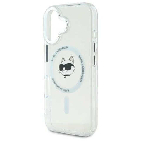 Etui Karl Lagerfeld do iPhone 16 Plus 6.7" Biały MagSafe Hardcase IML Metal Choupette Head