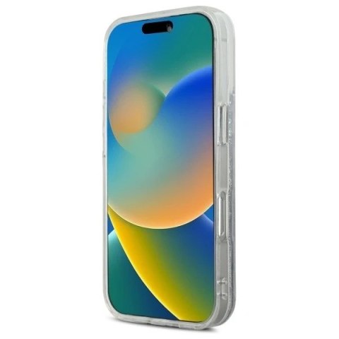 Etui Karl Lagerfeld do iPhone 16 Plus 6.7" Magsafe Hardcase Transparent Liquid Glitter Karl&Choupette Head