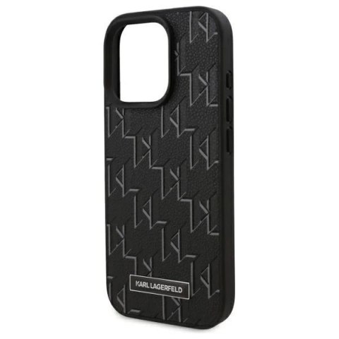 Etui Karl Lagerfeld do iPhone 16 Pro 6.3" Czarny MagSafe Hardcase Leather Monogram Metal Logo