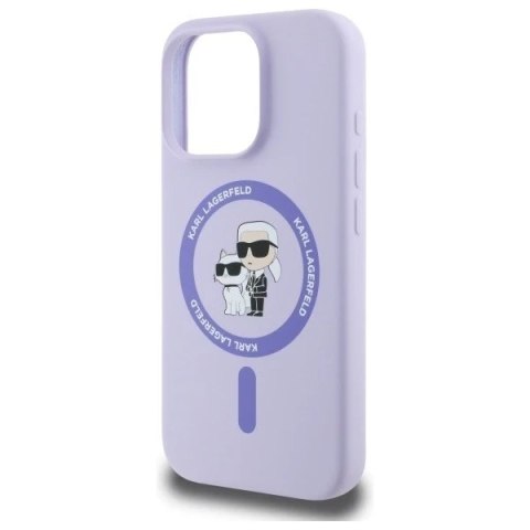 Etui Karl Lagerfeld do iPhone 16 Pro 6.3" Fioletowy MagSafe Hardcase Silicone Karl&Choupette Ring