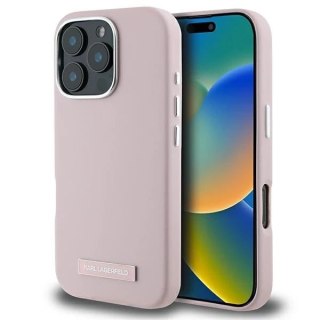 Etui Karl Lagerfeld do iPhone 16 Pro 6.3" Różowy MagSafe Hardcase FW Metal Plate