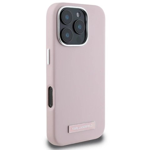 Etui Karl Lagerfeld do iPhone 16 Pro 6.3" Różowy MagSafe Hardcase FW Metal Plate