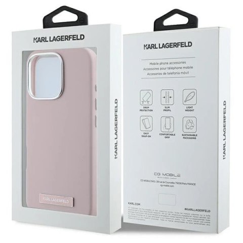 Etui Karl Lagerfeld do iPhone 16 Pro 6.3" Różowy MagSafe Hardcase FW Metal Plate