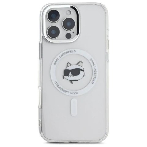 Etui Karl Lagerfeld do iPhone 16 Pro Max 6.9" Biały MagSafe Hardcase IML Metal Choupette Head