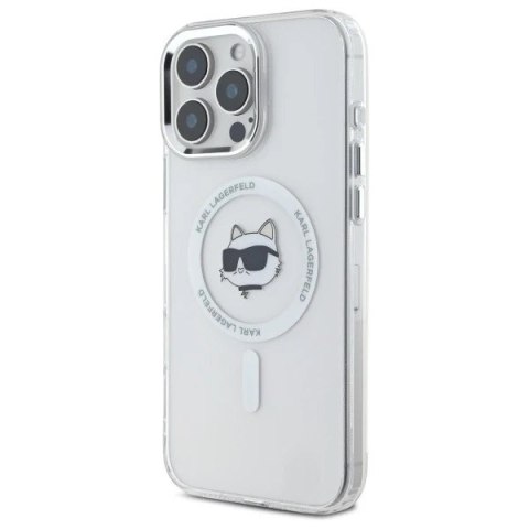 Etui Karl Lagerfeld do iPhone 16 Pro Max 6.9" Biały MagSafe Hardcase IML Metal Choupette Head