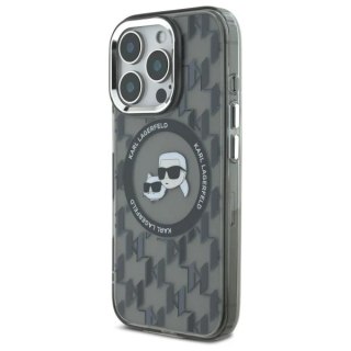Etui Karl Lagerfeld do iPhone 16 Pro Max 6.9" Czarny MagSafe IML Monogram Karl&Choupette Head