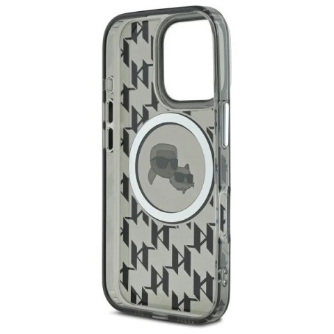 Etui Karl Lagerfeld do iPhone 16 Pro Max 6.9" Czarny MagSafe IML Monogram Karl&Choupette Head