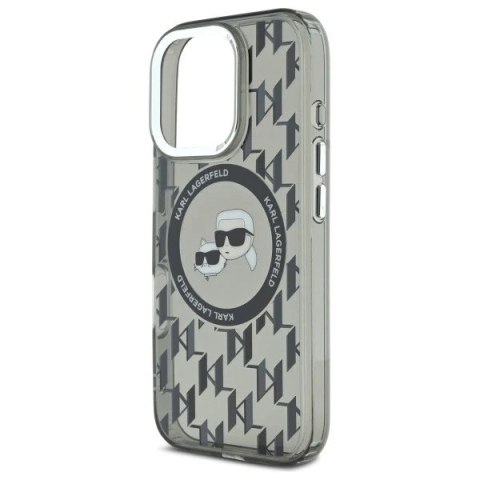 Etui Karl Lagerfeld do iPhone 16 Pro Max 6.9" Czarny MagSafe IML Monogram Karl&Choupette Head