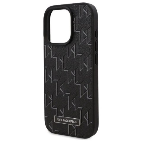 Etui Karl Lagerfeld do iPhone 16 Pro Max 6.9" MagSafe Hardcase Czarny Leather Monogram Metal Logo