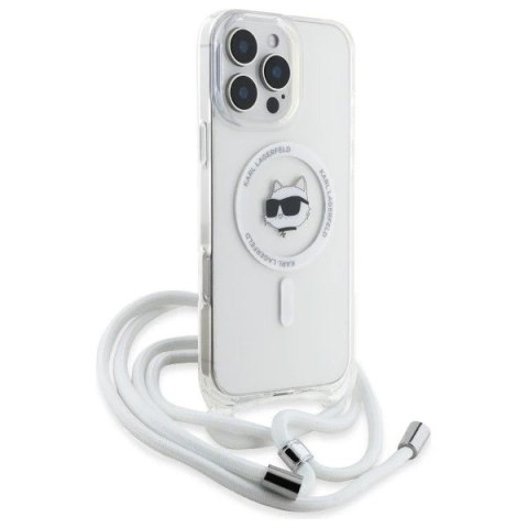 Etui Karl Lagerfeld do iPhone 16 Pro Max 6.9" Magsafe Hardcase Transparent IML Choupette Head & Cord