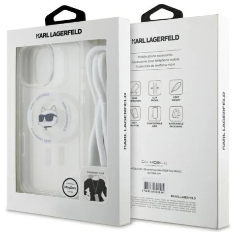 Etui Karl Lagerfeld do iPhone 16 Pro Max 6.9" Magsafe Hardcase Transparent IML Choupette Head & Cord