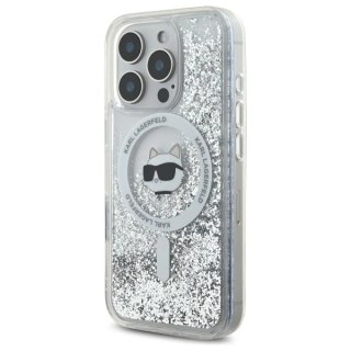 Etui Karl Lagerfeld do iPhone 16 Pro Max 6.9" Magsafe Hardcase Transparent Liquid Glitter Choupette Head