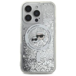 Etui Karl Lagerfeld do iPhone 16 Pro Max 6.9" Magsafe Hardcase Transparent Liquid Glitter Karl&Choupette Head