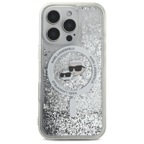 Etui Karl Lagerfeld do iPhone 16 Pro Max 6.9" Magsafe Hardcase Transparent Liquid Glitter Karl&Choupette Head