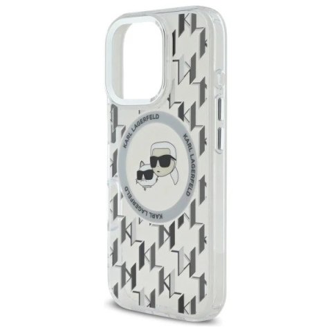 Etui Karl Lagerfeld do iPhone 16 Pro Max 6.9" Przezroczysty MagSafe IML Monogram Karl&Choupette Head