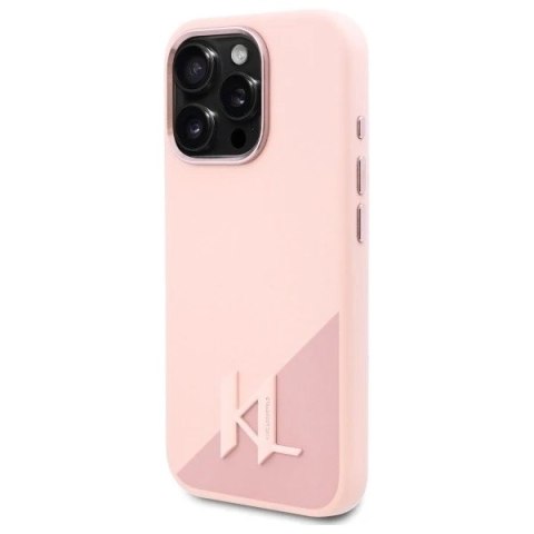 Etui Karl Lagerfeld do iPhone 16 Pro Max 6.9" Różowy MagSafe Hardcase Silicone Shadow Metal Initial