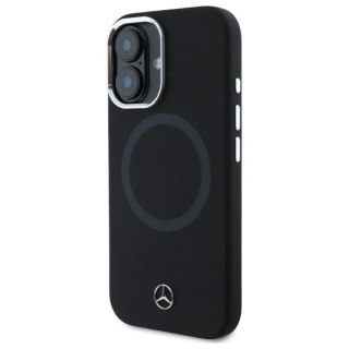 Etui Mercedes do iPhone 16 6.1" Czarny Hardcase Silicone Tonal Logo MagSafe