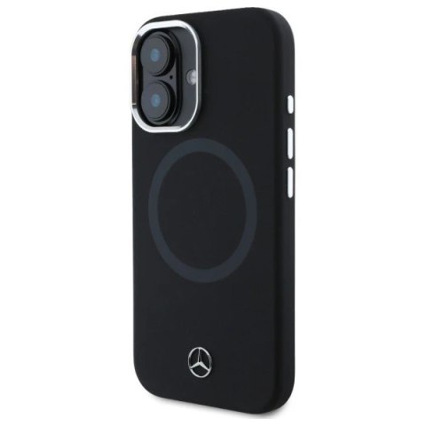 Etui Mercedes do iPhone 16 6.1" Czarny Hardcase Silicone Tonal Logo MagSafe