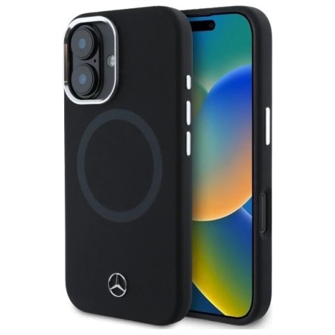Etui Mercedes do iPhone 16 6.1" Czarny Hardcase Silicone Tonal Logo MagSafe
