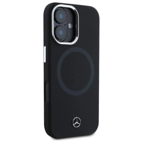 Etui Mercedes do iPhone 16 6.1" Czarny Hardcase Silicone Tonal Logo MagSafe