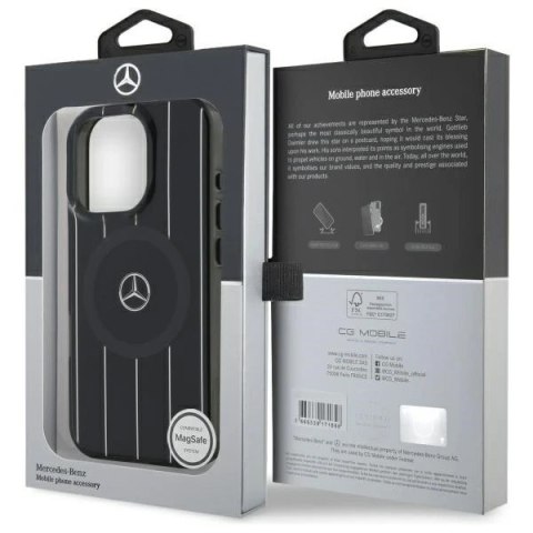 Etui Mercedes do iPhone 16 Pro Max 6.9" Czarny Hardcase MB Double Layer Crossed Lines MagSafe