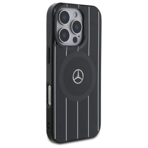 Etui Mercedes do iPhone 16 Pro Max 6.9" Czarny Hardcase MB Double Layer Crossed Lines MagSafe
