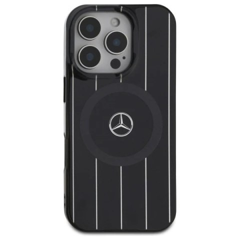 Etui Mercedes do iPhone 16 Pro Max 6.9" Czarny Hardcase MB Double Layer Crossed Lines MagSafe