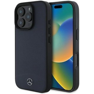 Etui Mercedes do iPhone 16 Pro Max 6.9" Granatowe Hardcase Textured And Plain Leather MagSafe