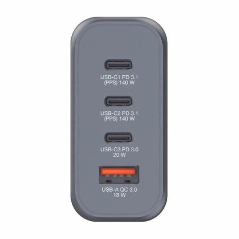 Ładowarka sieciowa Verbatim GaN 140W 3xUSB-C/USB-A + Adapter