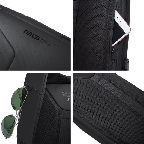 Plecak Antykradzieżowy wodoodporny Bange na laptopa 15.6" miejski podróżny 46x30x15 cm do pracy samolotu męski damski z gniazdem