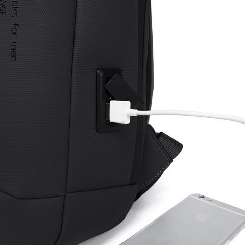 Plecak Antykradzieżowy wodoodporny Bange na laptopa 15.6" miejski podróżny 46x30x15 cm do pracy samolotu męski damski z gniazdem