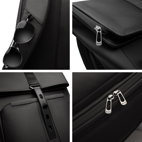 Plecak wodoodporny Bange na laptopa 15.6" miejski podróżny 43x30x18 cm do pracy samolotu męski damski Czarny